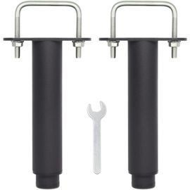 Pied De Lit Universel, Pieds Pour Sommier À Lattes Sans Perçage | Hauteur: 8cm(+5cm) Reglable, U Largeur Interne 68mm | Design: Metallique Noir | Ronde Ø 3.8cm | Pour Le Cadre Central | Lot De 2