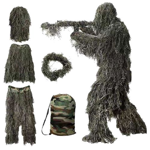 Combinaison 5 En 1, V¿ºtements De Chasse En Plein Air Camouflage 3d Comprenant Une Veste, Un Pantalon, Une Capuche, Un Sac De Transport Pour Adultes, Enfants Et Jeunes