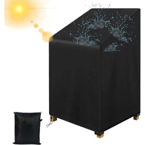 Housse Pour Chaise De Jardin, Housse De Protection Pour Chaises De Jardin Empilables De Jardin Et Balcon, Empilables 210d Oxford Imperméable, Avec Corde Réglable(75x 75x 120cm)