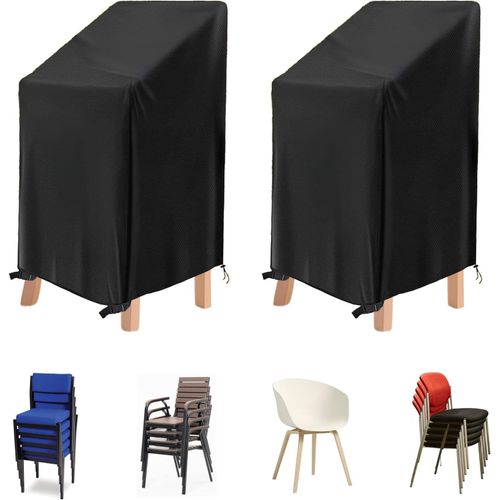 Lot de 2 housses de protection pour chaises de jardin, 75 x 75 x 120 cm, résistantes à l'hiver, imperméables, coupe-vent, pour chaises de balcon, fauteuils de jardin