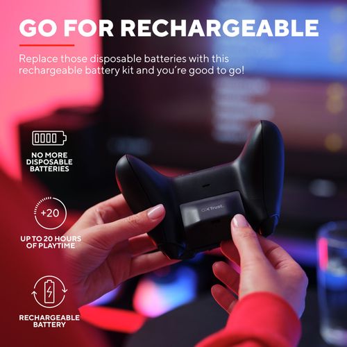 Trust Gaming Gxt 246 Avado Batterie Manette Xbox Series X/S, Câble Usb-C 3m, 20 Heures De Jeu, Chargeur De Contrôleur - Noir
