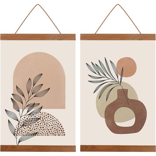 Porte Affiche Cadre Poster Magnétique Moderne en Bois Cadre Photo Aimanté en Bois Naturel Mural Porte Affiche Magnétique Suspendu Porte Affiche pour Poster, Toile, Photos (4 Paquets, 21cm)