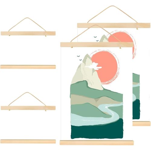 2 Set Cadre Poster Magnétique 31cm, Porte Affiche, Cadre Poster, Cadre Poster Aimanté en Bois Naturel, Cadre Poster Magnétique Moderne en Bois pour Poster, Toile, Photos (2 Paquets, 31cm)