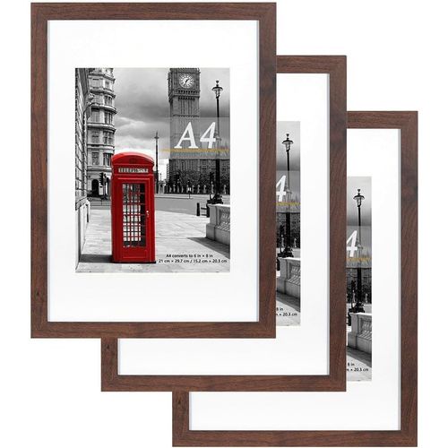 Lot de 3 Cadres Photo A4 avec Support, Cadre Photo A4, Cadre Photo A4, Cadre pour Poster A4, Cadre A4, Cadre pour Certificat, autoportant et Montage Mural