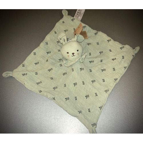 Doudou Lapin Vert Coton Kiabi Mouchoir Simba Toys Jouet Enfant Bébé 