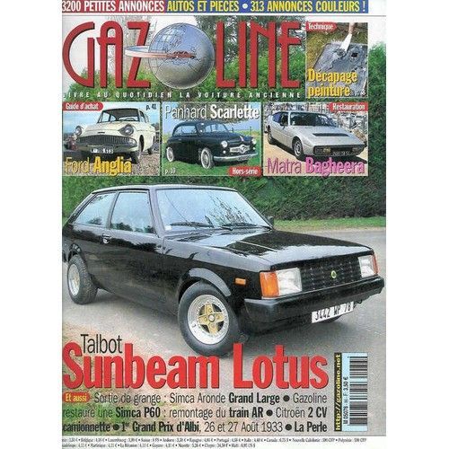 Gazoline 86 De 2003 Panhard Scarlette,Talbot Sunbeam Lotus,Simca P60,Matra Bagheera S,Ford Anglia,La Perle