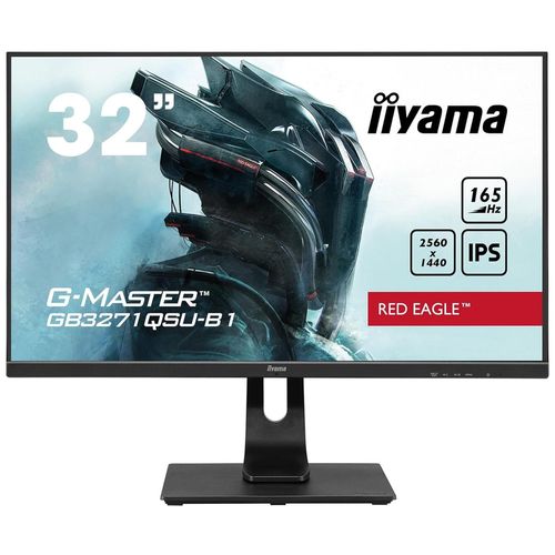 iiyama G-MASTER Red Eagle GB3271QSU-B1 - Écran LED - 32" (31.5" visualisable) - 2560 x 1440 WQHD @ 165 Hz - IPS - 400 cd/m² - 1200:1 - 1 ms - 2xHDMI, 2xDisplayPort - haut-parleurs - noir mat