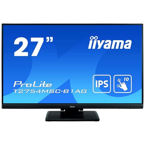 iiyama ProLite T2754MSC-B1AG - Écran LED - 27" - écran tactile - 1920 x 1080 Full HD (1080p) @ 60 Hz - IPS - 300 cd/m² - 1000:1 - 4 ms - HDMI, VGA - haut-parleurs - noir mat