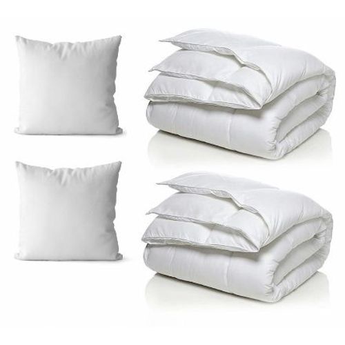 Pack Twin 2 Couettes 140x200 Cm Blue Moon Blanc + 2 Oreillers 60x60 Fabriqué En Belgique