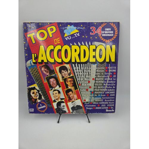 Vinyle 33 Tours Top De L'accordéon Vu À La T.V. – 34 Chefs D'?uvres Originaux (Comprend 2 Disques Vinyle 33 Tours) Avec Fourreau (Fourreau Abîmé)