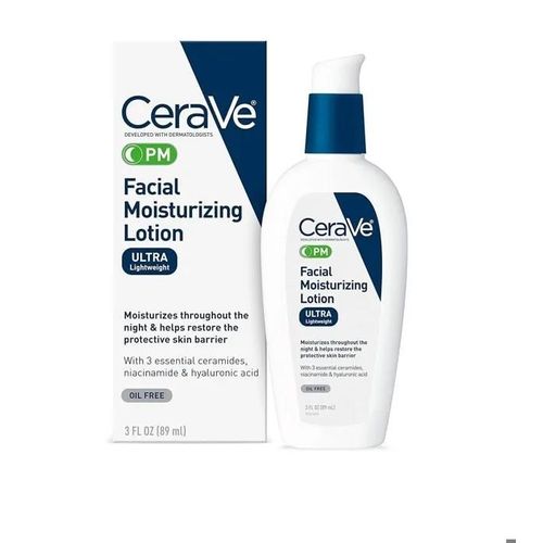 Cerave Pm Lotion Hydratante Visage 89 Ml Crème De Nuit À L'acide Hyaluronique Et À La Niacinamide 
