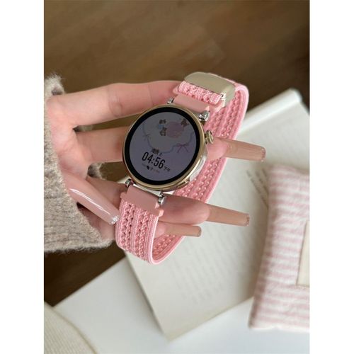 Boucle Tressée Adaptée Au Bracelet De Montre Huawei Gt5/4 Gt3pro En Nylon Magnétique, Montre Simple Niche 2pro-Maille En Nylon Tressée - Rose Pêche - Compatible Avec [Huawei Gt2 (42 Mm)] 20 Mm