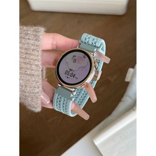 Boucle Tressée Adaptée Au Bracelet De Montre Huawei Gt5/4 Gt3pro En Nylon Magnétique, Montre Simple Niche 2pro-Maille En Nylon Tressée - Vert Menthe - Compatible Avec [Huawei Watch3 (46 Mm)] 22 Mm