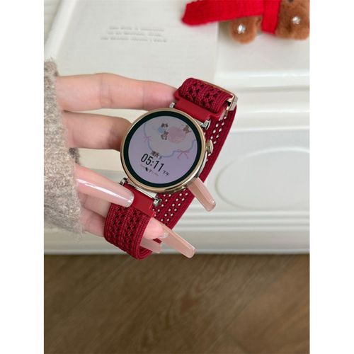 Boucle Tressée Adaptée Au Bracelet De Montre Huawei Gt5/4 Gt3pro En Nylon Magnétique, Montre Simple Niche 2pro-Maille En Nylon Tressée - Rouge Vin - Compatible Avec [Huawei Gt3 Pro (43 Mm)] 20 Mm