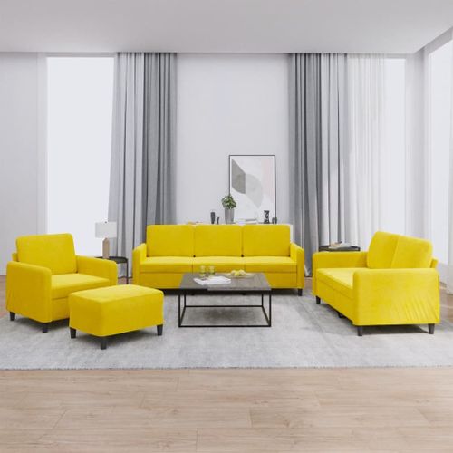 Vidaxl Ensemble De Canapés 4 Pcs Jaune Velours
