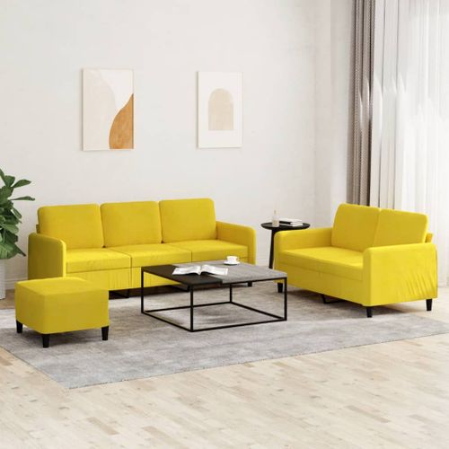 Vidaxl Ensemble De Canapés 3 Pcs Jaune Velours