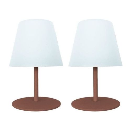 Set De 2 Lampes De Table Sans Fil - Lumisky - Twins - Terracota - H16 Cm - Led