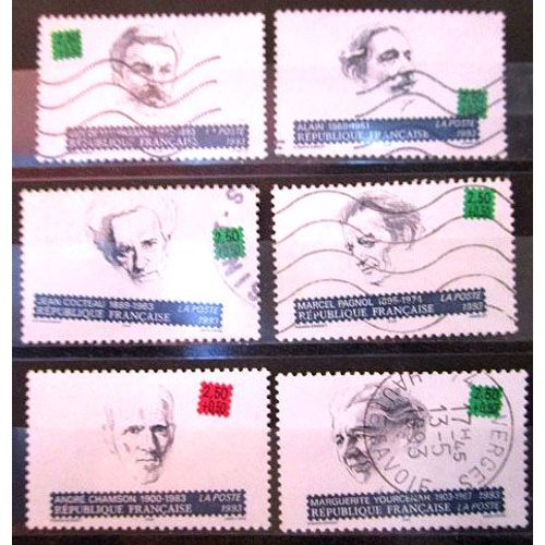 1993. Série Complète F2799 À F2804: Ecrivains Français Célèbres.