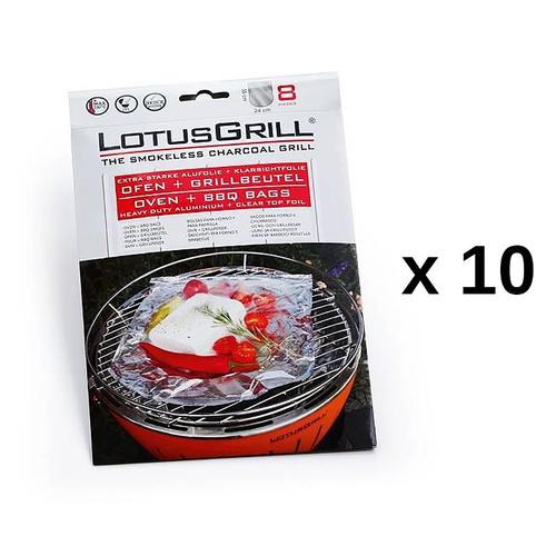 Lotusgrill - 10 lots de 8 papillottes pour barbecue lot10-gb-al-m