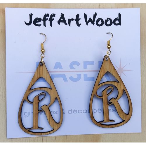 Boucles D'oreilles Initiale En Bois Naturel