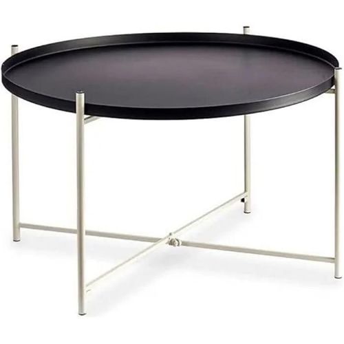 Table D'appoint - Gift Decor - Métal - Noir Et Blanc - 76,5 X 46 X 76,5 Cm - Style Contemporain