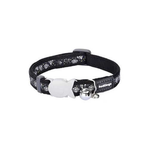Collier Pour Chat Réglable Red Dingo - Noir Diamants - 12 Mm X 20/32 Cm