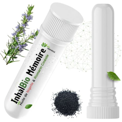 Romarin À Cinéole Mémoire, Huile De Nigelle Bio – Aromathérapie - Concentration Et Focus – Inhaleur 100% Naturel – Stick Nootropique - Boost La Mémoire Du Cerveau - Huile Essentielle Bio 