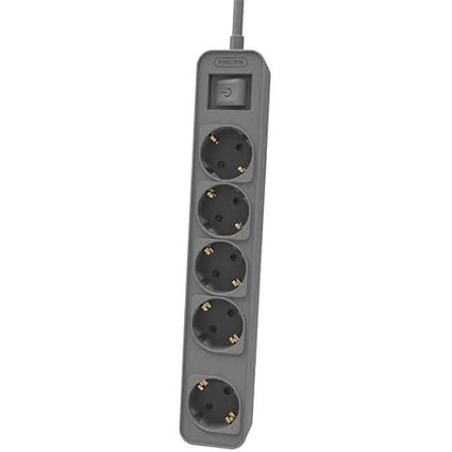 Multiprise - PHILIPS - CHP2154G/10 - 5 Prises Schuko - Câble 1,5 m - Interrupteur Principal