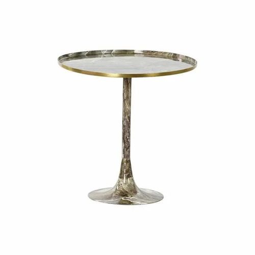 Table D'appoint En Aluminium Et Marbre Marron (51 X 51 X 51 Cm) - Blanc