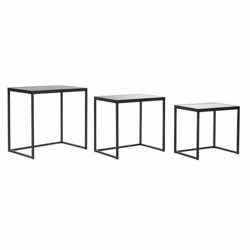 Tables Gigognes En Verre Noir Métal (58 X 36,5 X 53,5 Cm) - 3 Pcs