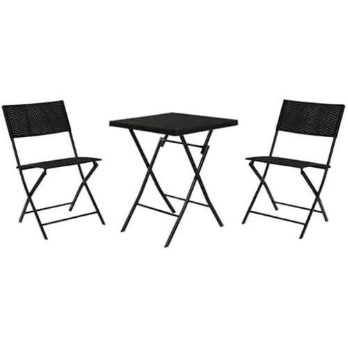 Ensemble De Table - Home Esprit - 2 Chaises - Noir - Métal - 58 X 58 X 71,5 Cm