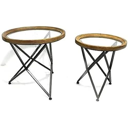 Tables En Verre Et Métal - Dkd Home Decor - Lot De 2 - Noir - 65x65 Cm - Design Contemporain
