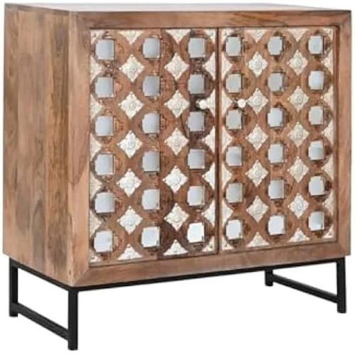 Buffet Bas - Home Esprit - Marron Noir Argenté - 80 X 38 X 80 Cm - Multicolore - Meuble De Séjour