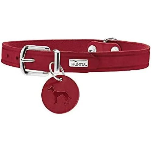 Collier Pour Chien En Cuir Simple Hunter Aalborg - Taille 47 (S-M) Rouge