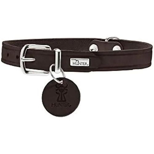 Collier - Hunter - Aalborg - Cuir De Vachette Souple - Marron Foncé - Tour De Cou 28-33 Cm