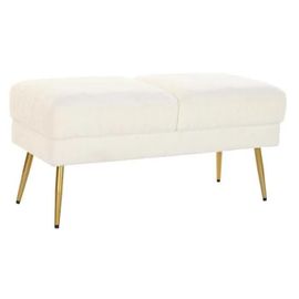 Banquette 106 X 45 X 50 Cm Doré Métal Blanc