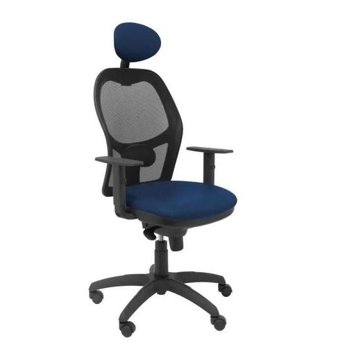 Chaise Jorquera, Maille Noire, Siège Similaire Bleu Marine Avec Appui-Tête Fixe