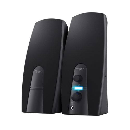 Trust Almo Enceinte PC 2.0,10 Watt (5W RMS), USB, Aux Jack 3,5 mm, Enceintes Stéréo, Haut-Parleur - Noir