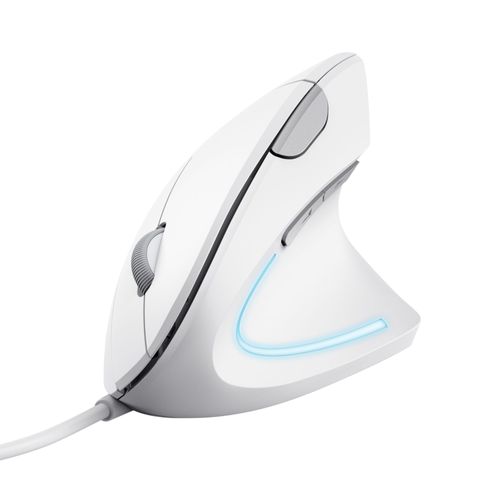 Trust Verto Souris Verticale Ergonomique Filaire, Prévention Syndrome de la Souris et Epicondylite, PC / Portable / Mac - Blanc