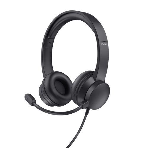 Trust Ayda Casque avec Micro 3.5mm, Casque Audio Léger PC Filaire, Arceau Réglable, On-Ear, pour Chat, Teams, Zoom - Noir