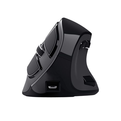 Trust Voxx Souris Verticale sans Fil Rechargeable, Bluetooth ou 2.4 GHz, Ergonomique ¿ Noir