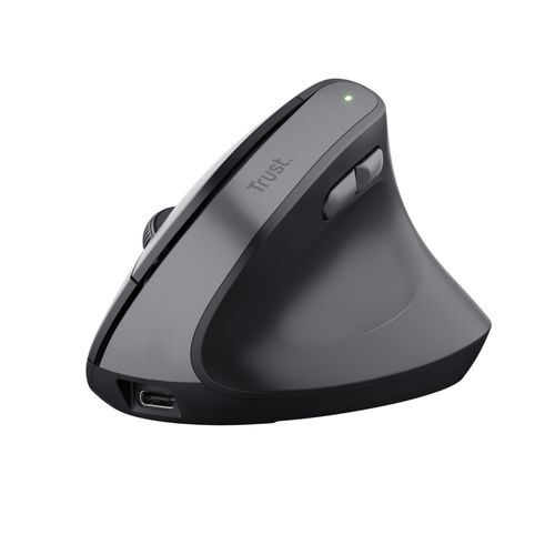 Trust Bayo II Souris Optique sans Fil Ergonomique Verticale Silencieuse Compact, 60 % de plastique recyclé - Noire