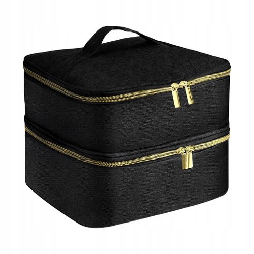 Trousse De Rangement Pour Vernis À Ongles, Sac De Transport Double Couche, Sac De Rangement, Noir