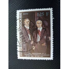 Timbre Togo Yt 1262 Le Président T. Heuss Et Le Chancelier Adenauer 1989 (070309 )