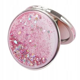 Miroir De Maquillage Compact De Voyage Grossissant Pliable Rond Rose 