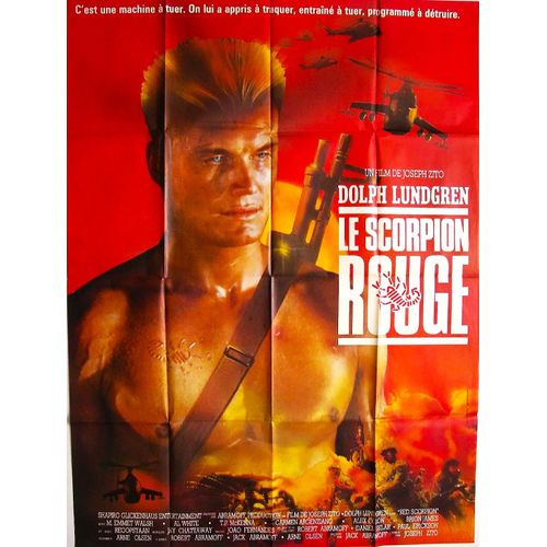 *** Le Scorpion Rouge De Joseph Zito - 1980 - Dolph Lundgren - Affiche Cinema Originale - 120 X 160 - (Affichée Au Coins Du Haut) - Bon Etat ***
