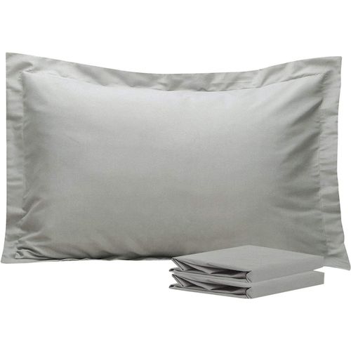 Gris Clair - Taie D'oreiller Plate À Volants 74*48cm, Lot De 2 Housses De Coussin En Microfibre Super Douce,