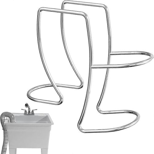Support de tuyau de vidange de machine à laver, crochet de clip de support de tuyau de vidange réglable, clip de guide de tuyau de baignoire de lavage en acier inoxydable 304 s¿adapte à tous les tuyau