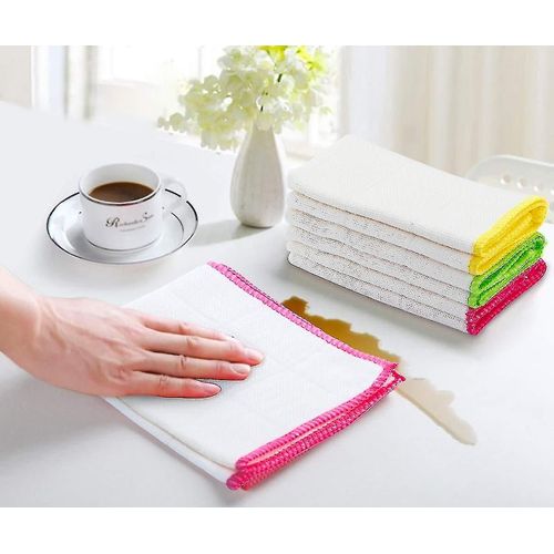 10pcs Bamboo Dish Cloths Serviettes Torchons De Cuisine Pour Le Nettoyage Des Torchons Lavables Absorbants Lavables En Machine Lavables, Couleurs Aléatoires