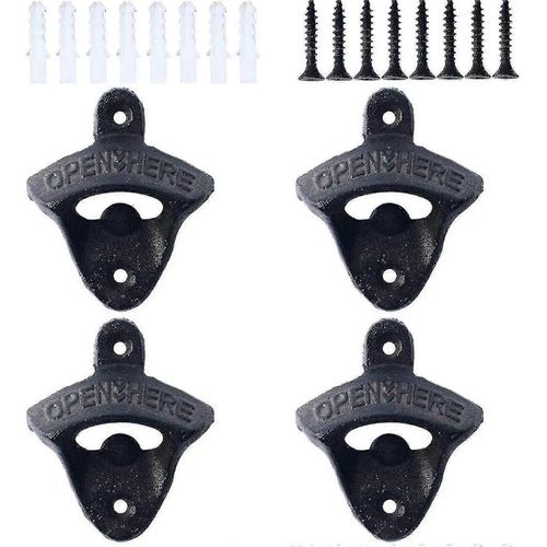 4pcs Ouvre-Bouteille De Bière Murale Gadget De Style Rétro En Fonte Avec Vis Pour Barcuisines Bar Rustique Vintage